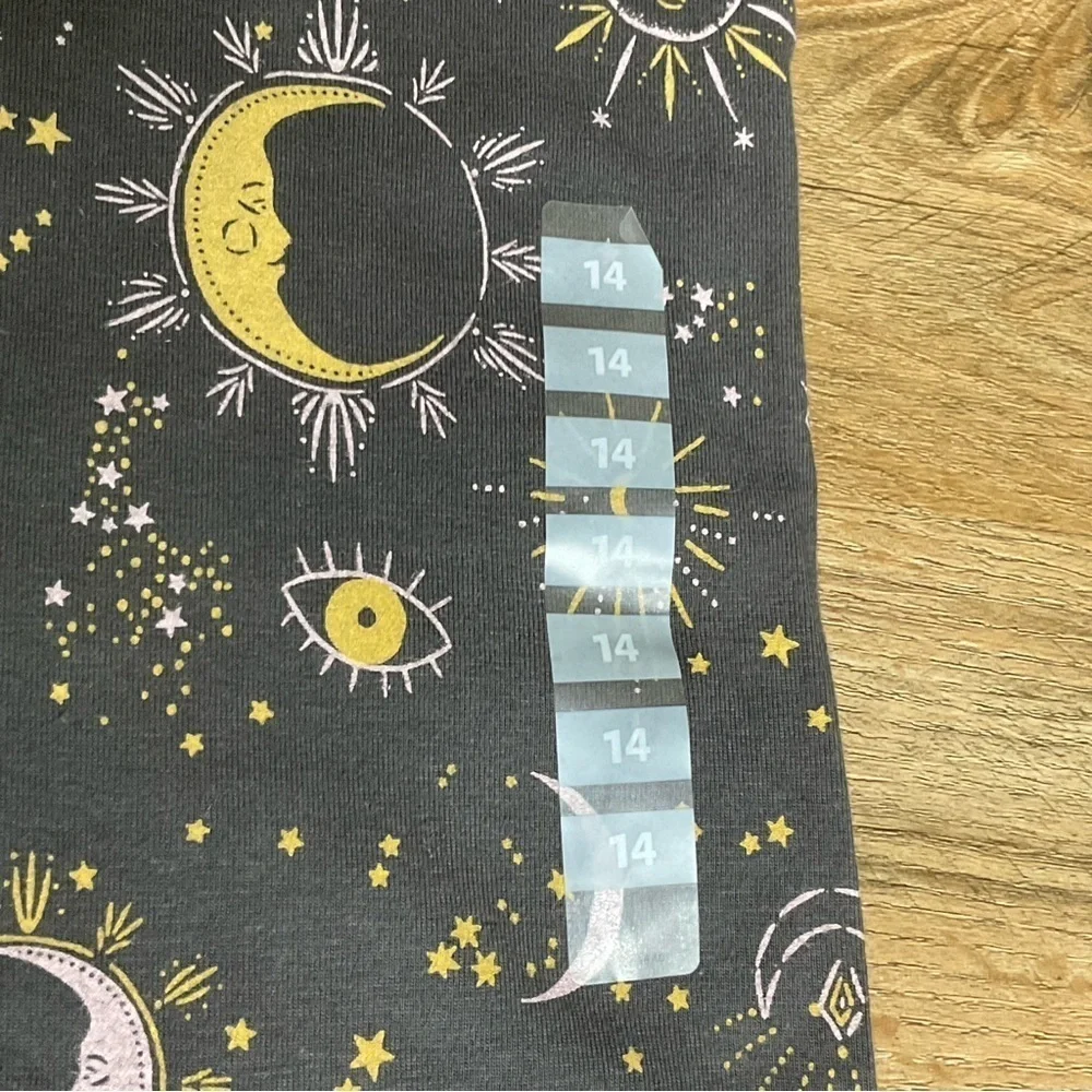 OSHKOSH B'GOSH Leggings Big Girls Size 14 Celestial Sun Moon Stars Gray Cotton